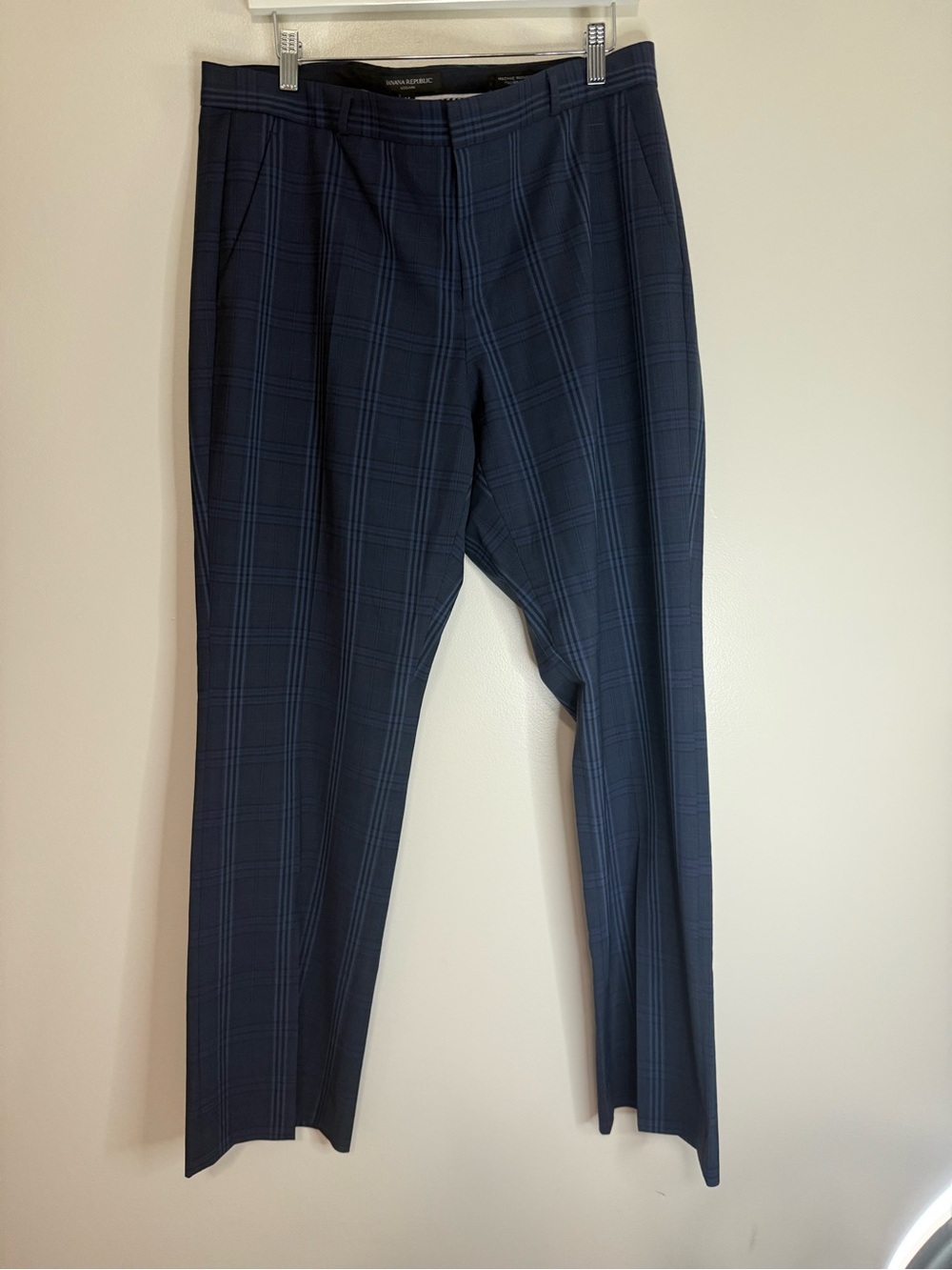 Banana Republic women’s Logan  Navy Windowpane Plaid Dress Pants size 14